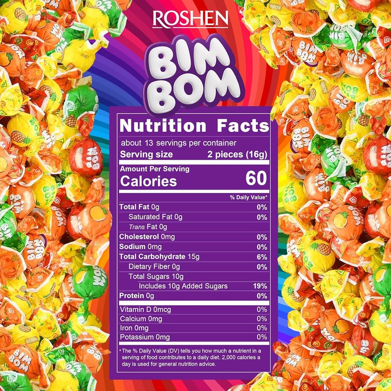 Roshen حلوى روشين بيم بوم الصلبة - حلوى متنوعة محشوة بالفواكه والتوت، 200 جرام - Image 2